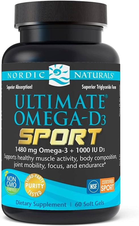 Image of NORDIC NATURALS Ultimate Omega D3 Sport Lemon 60sgcaps bottle